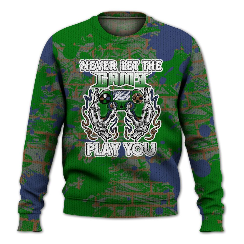 Knitted Sweater To Match Midnight Navy 13s - PlayGame Skull Brick