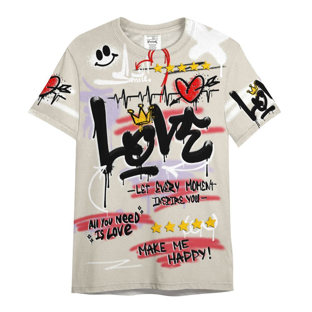 Shirt To Match Peanut Butter Jelly 5s - Happy Love Beats Graffiti All Over Print