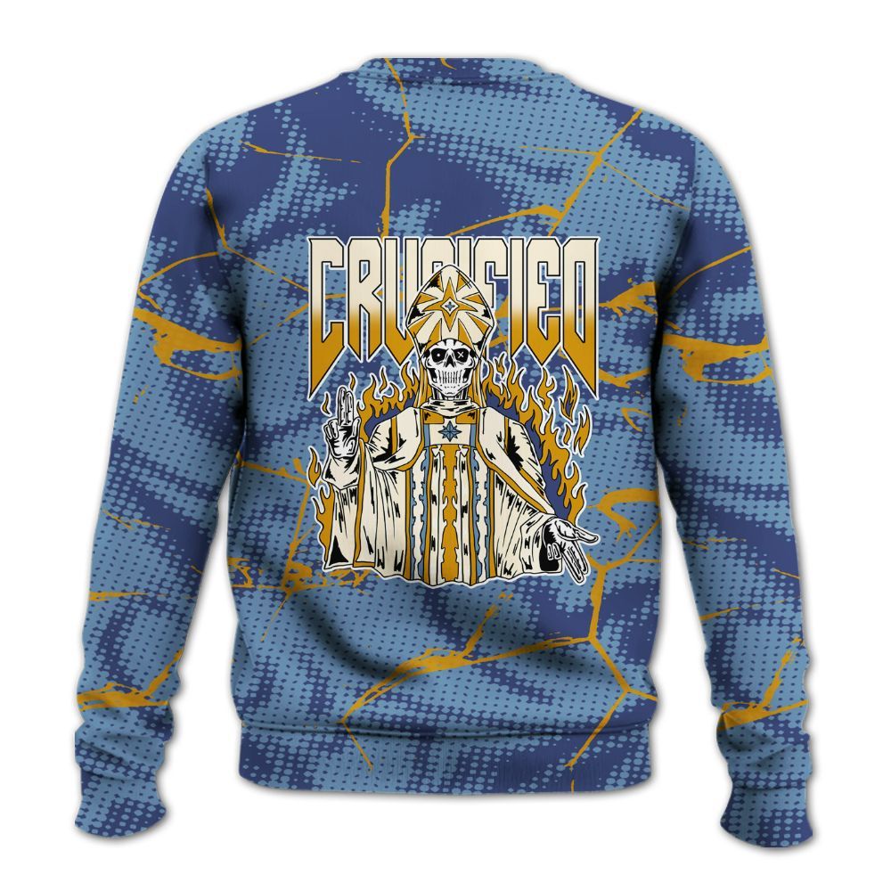 Sweatshirt To Match High OG First In Flight 1s - Crucified Skeleton Crack All Over Print