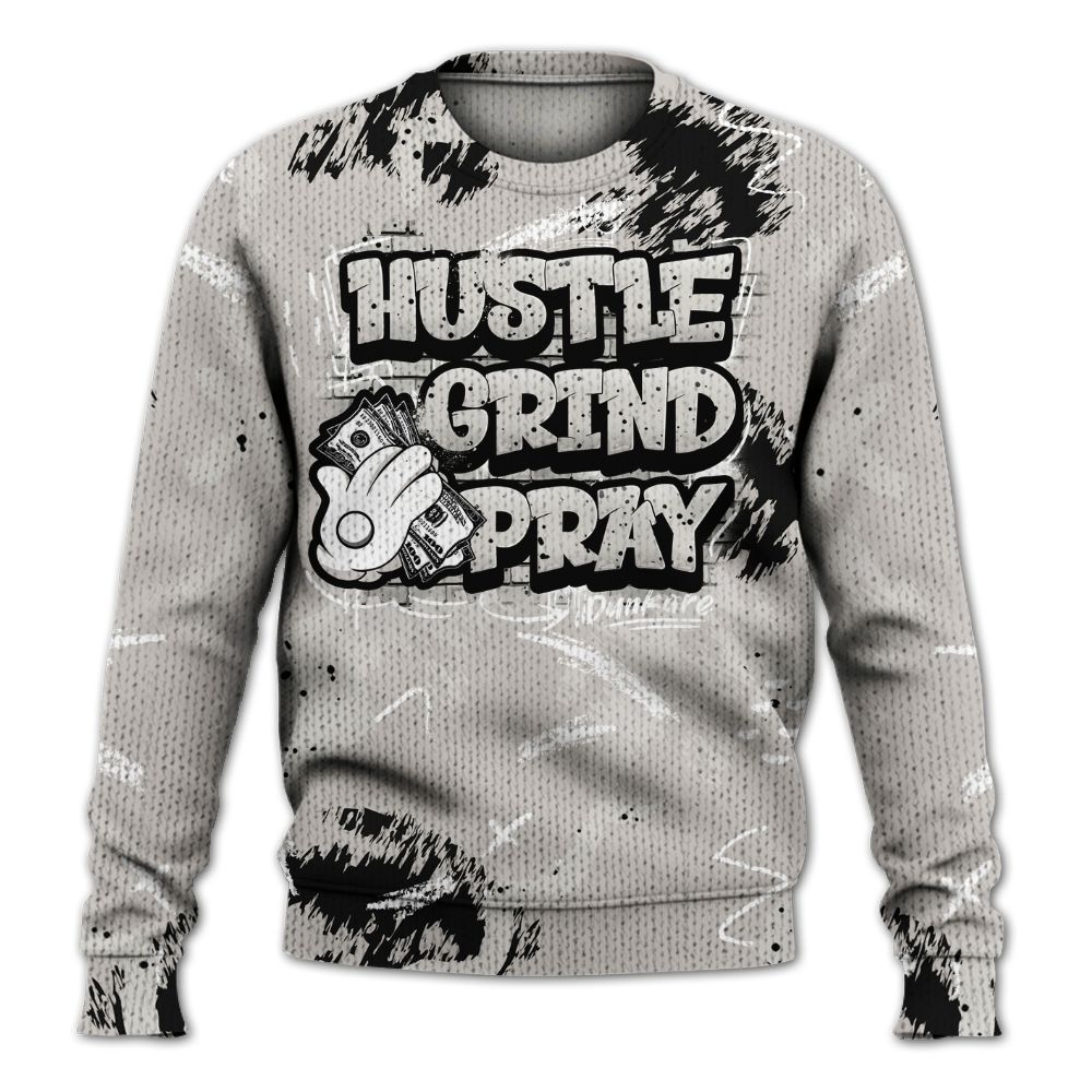 Sweater To Match The Classic 40s - Hustle Grind Pray Graphic