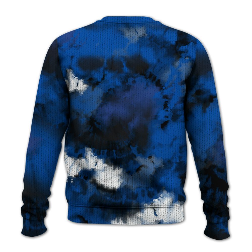 Knitted Sweater To Match Racer Blue 5s - God Blessed Tie Dye