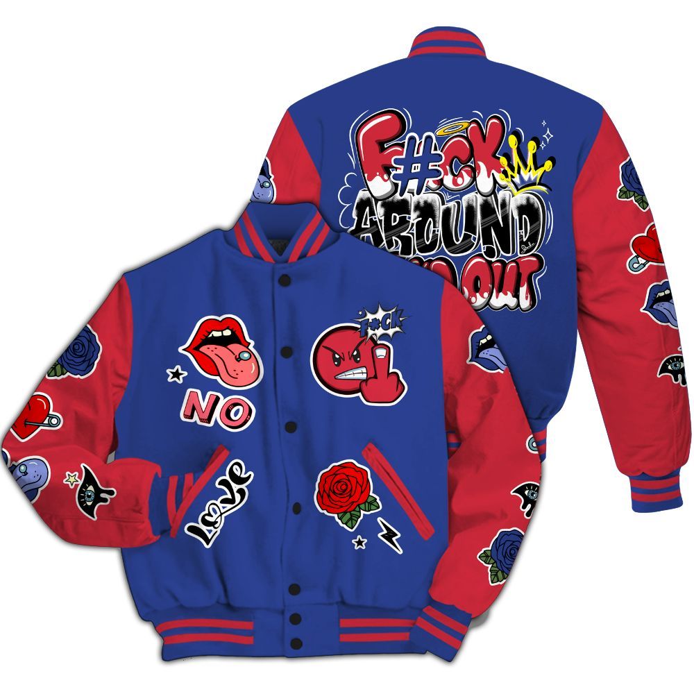 Varsity Jacket To Match Air Griffey Max USA Red White Blue 1s - FK Around Find Out All Over Print