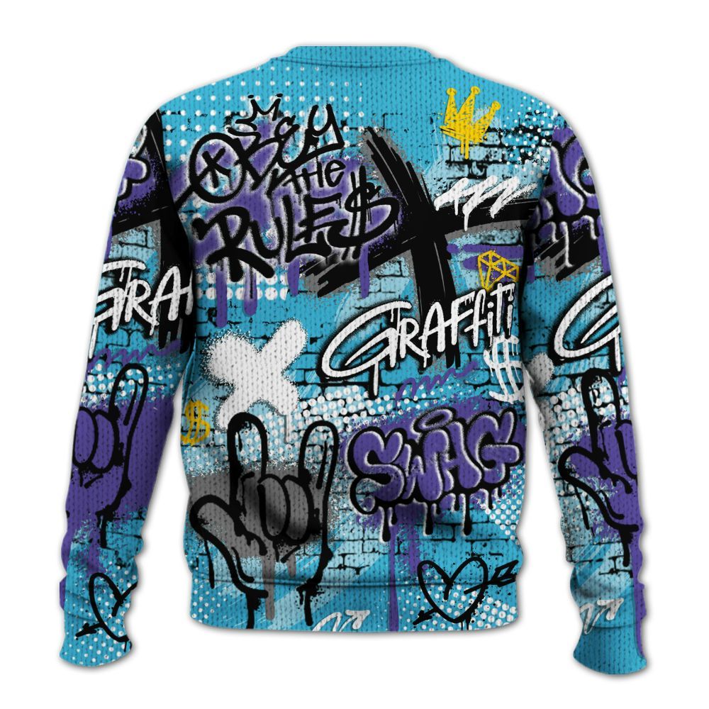 Knitted Sweater To Match Retro Aqua 6s - True It Real Graffiti Streetwear