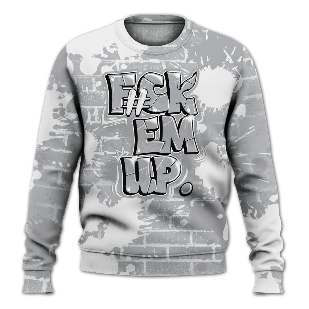 Sweatshirt To Match Low OG Wolf Grey 1s - F#ck Em Graphic Brick Art All Over Print