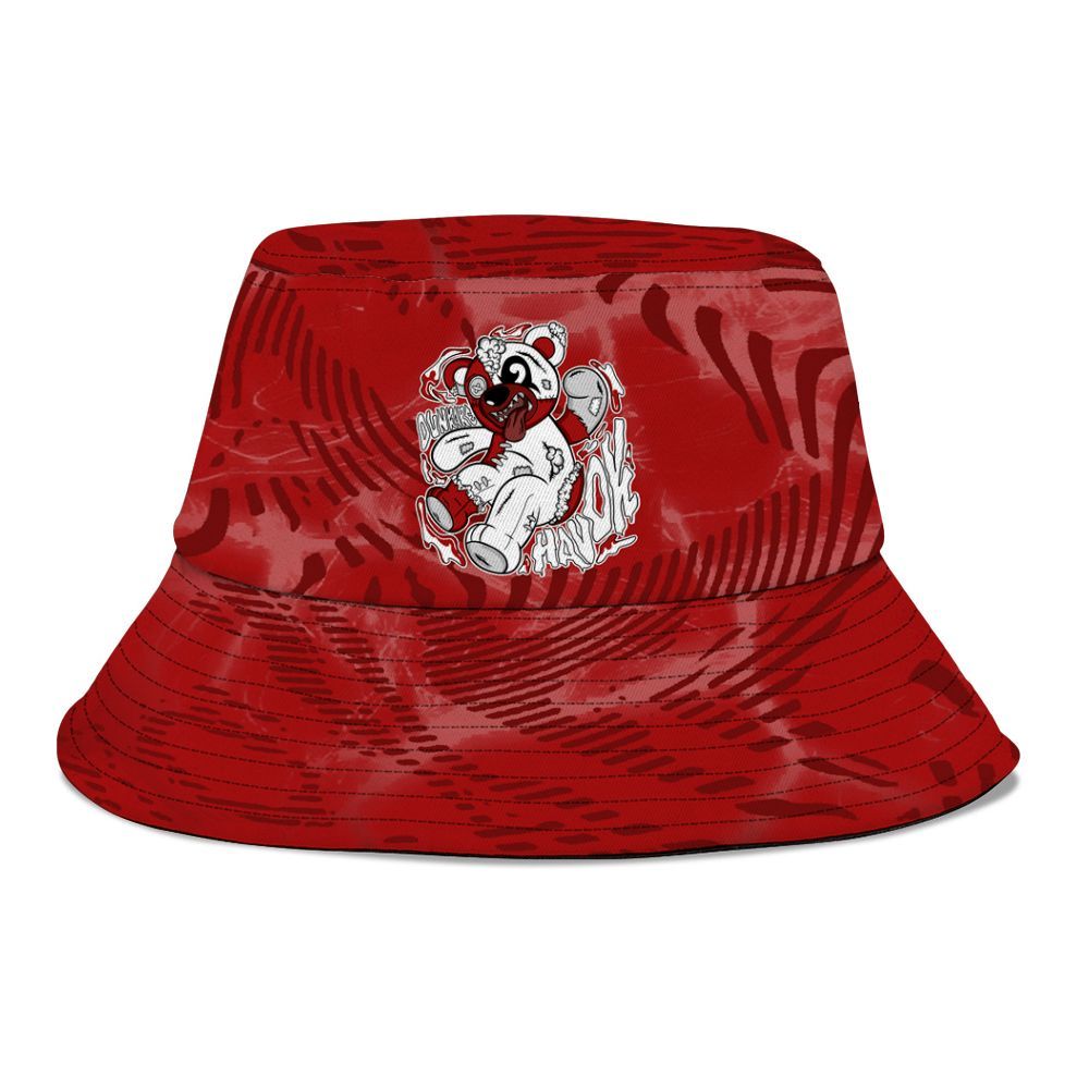 Bucket Hat To Match Red Taxi 12s - Havok Bear Graphic