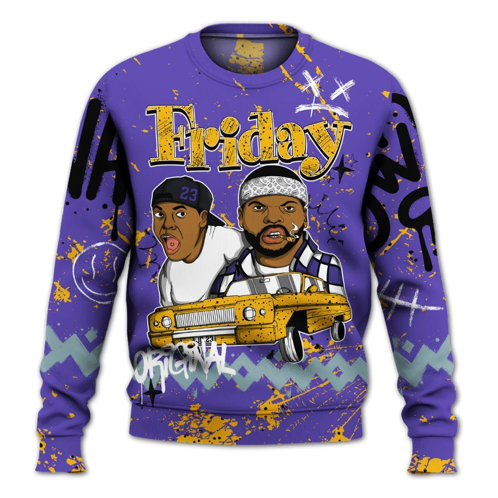 Sweatshirt To Match Imperial Purple 4s - Friday Sneaker Crayon All Over Print