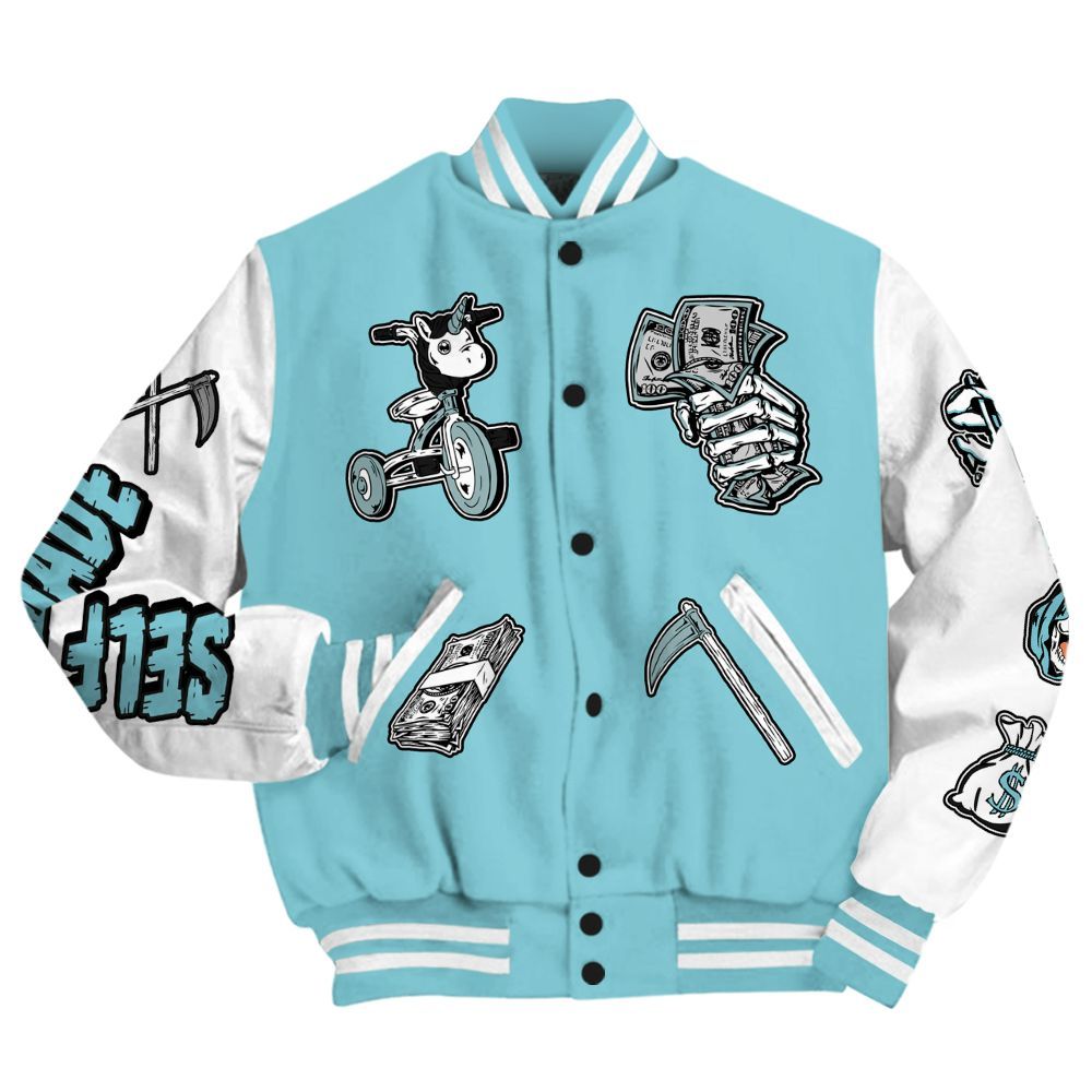 Varsity Jacket To Match Low Legend Blue 11s - Self Make Skeleton All Over Print