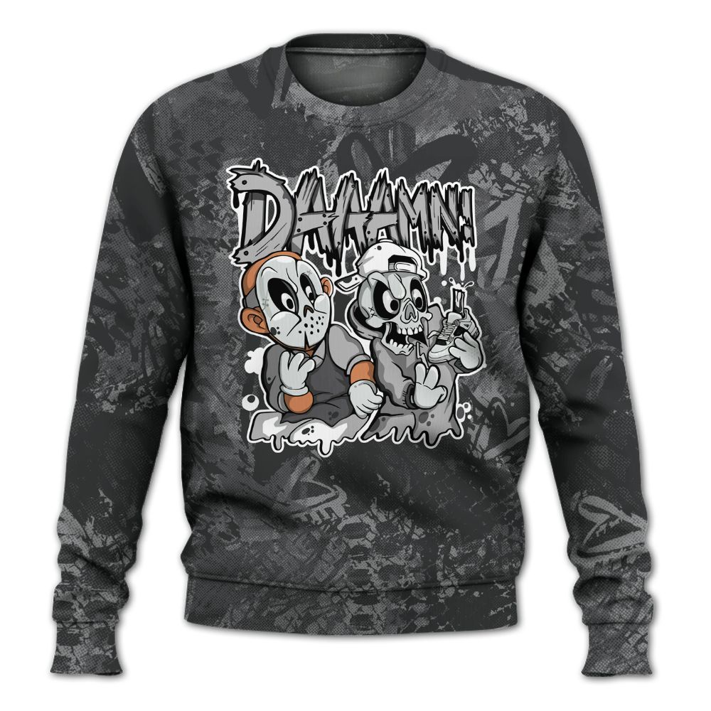 Sweatshirt To Match White Thunder 4s - Damn Shoe Graphic Heart Grunge All Over Print