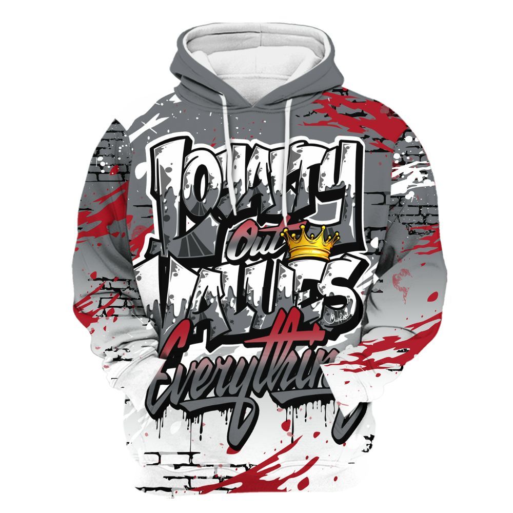 Hoodie To Match Retro Fire Red 9s - Values Of Loyalty Drip All Over Print