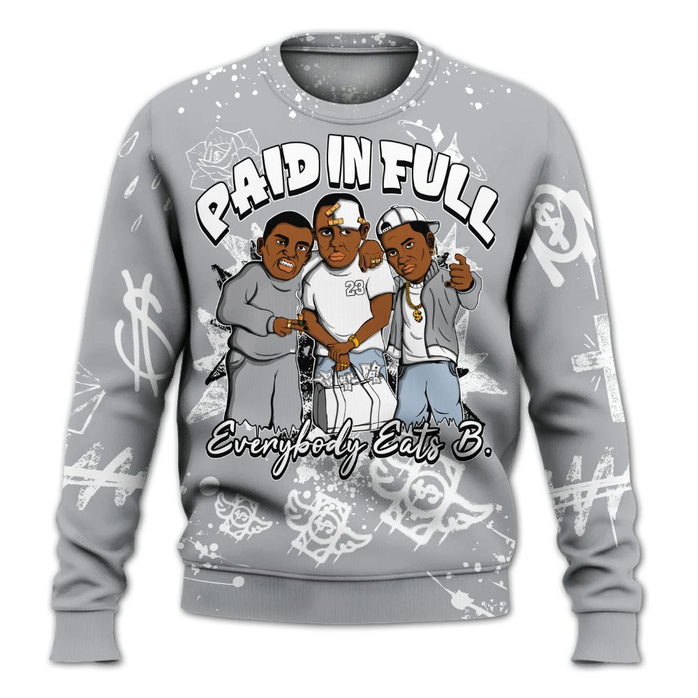 Sweatshirt To Match Low OG Wolf Grey 1s - Everybody Paid In Full Crayon All Over Print