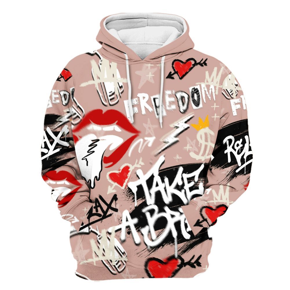 Hoodie To Match Air Force Low 1 Arctic Orange - Take Break Freedom Graffiti Streetwear All Over Print