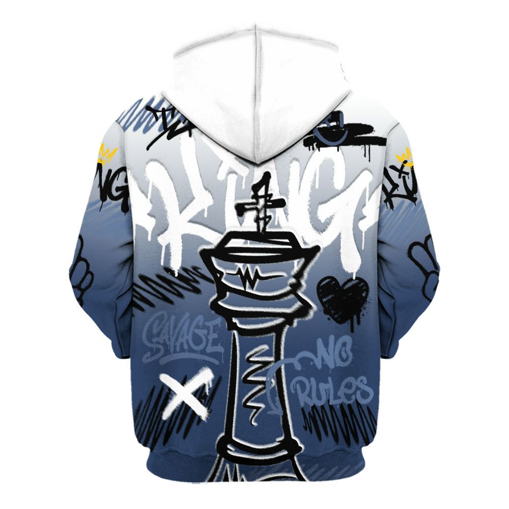 Hoodie To Match Low 85 Metallic Blue 1s - Street King Chess Streetwear All Over Print