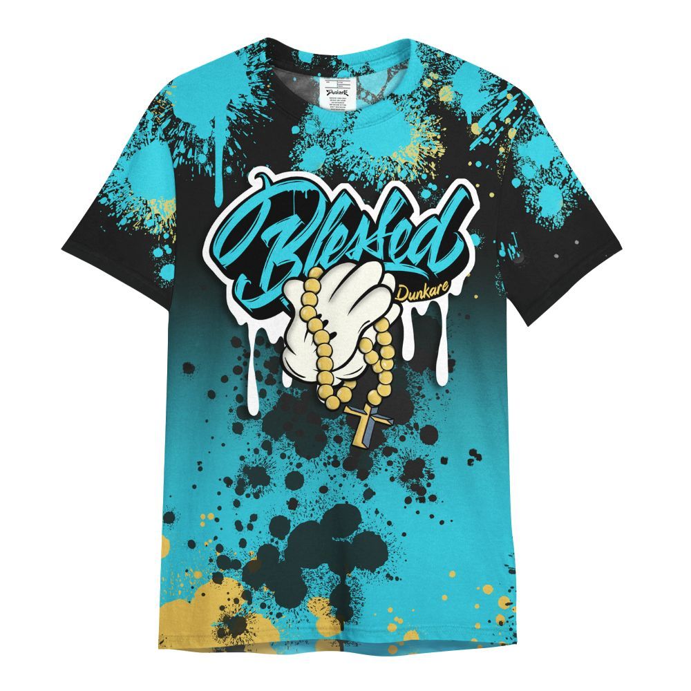 Shirt To Match Retro Gamma Blue 11s - God Blessed Ink Drip All Over Print