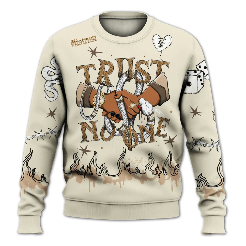 Sweatshirt To Match Orewood Brown 3s - Trust No One Snake-Bite Doodle Crayon All Over Print