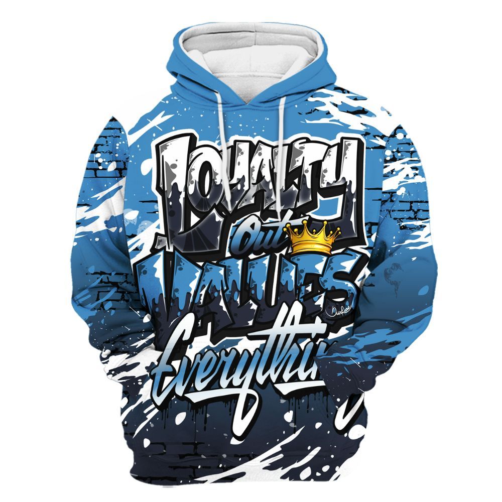 Hoodie To Match Low OG Obsidian 1s - Values Of Loyalty Drip All Over Print