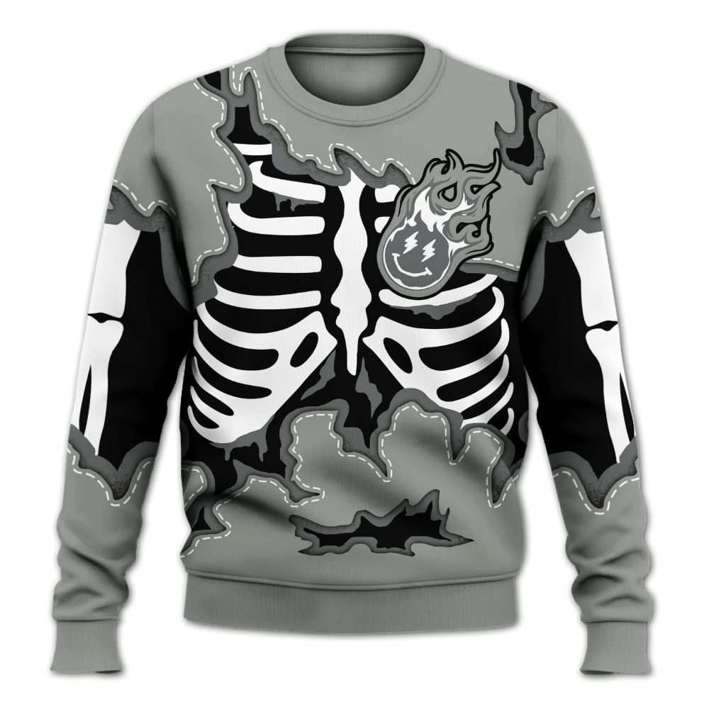 Sweatshirt To Match Paris Olympics 4s - Skeleton Smiley Face All Over Print