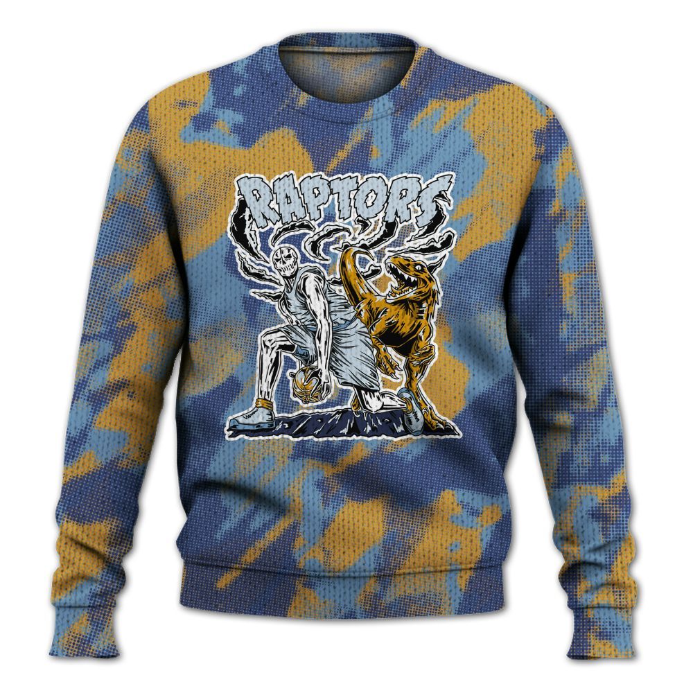 Knitted Sweater To Match High OG First In Flight 1s - Raptors Skeleton Abstract Halftone