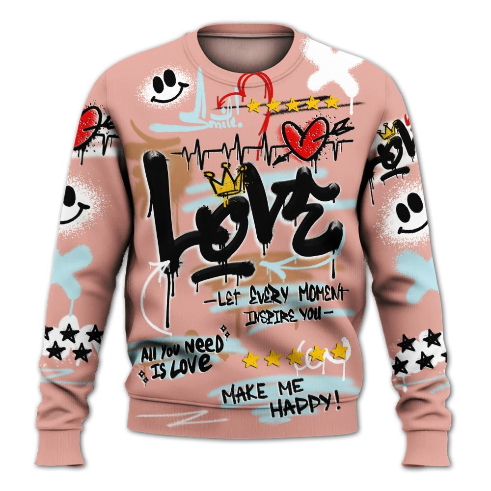 Sweatshirt To Match Dunk Low Glacier Arctic - Happy Love Beats Graffiti Streetwear All Over Print