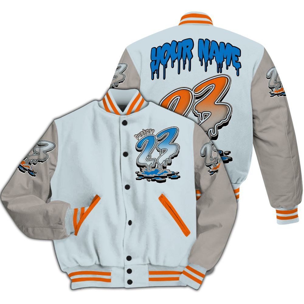 Varsity Jacket To Match Retro High OG Alaska 1s - Custom Name 23 Drip All Over Print