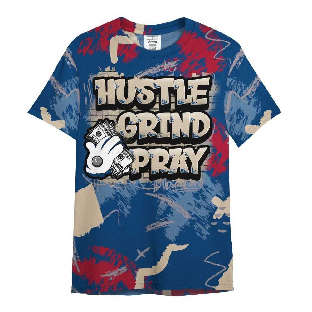 Shirt To Match Rare Air 4s - Hustle Grind Pray All Over Print