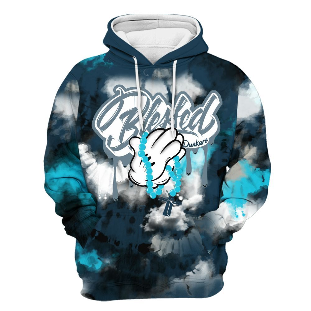 Hoodie To Match Air Navy Baltic Blue - God Blessed Tie Dye All Over Print