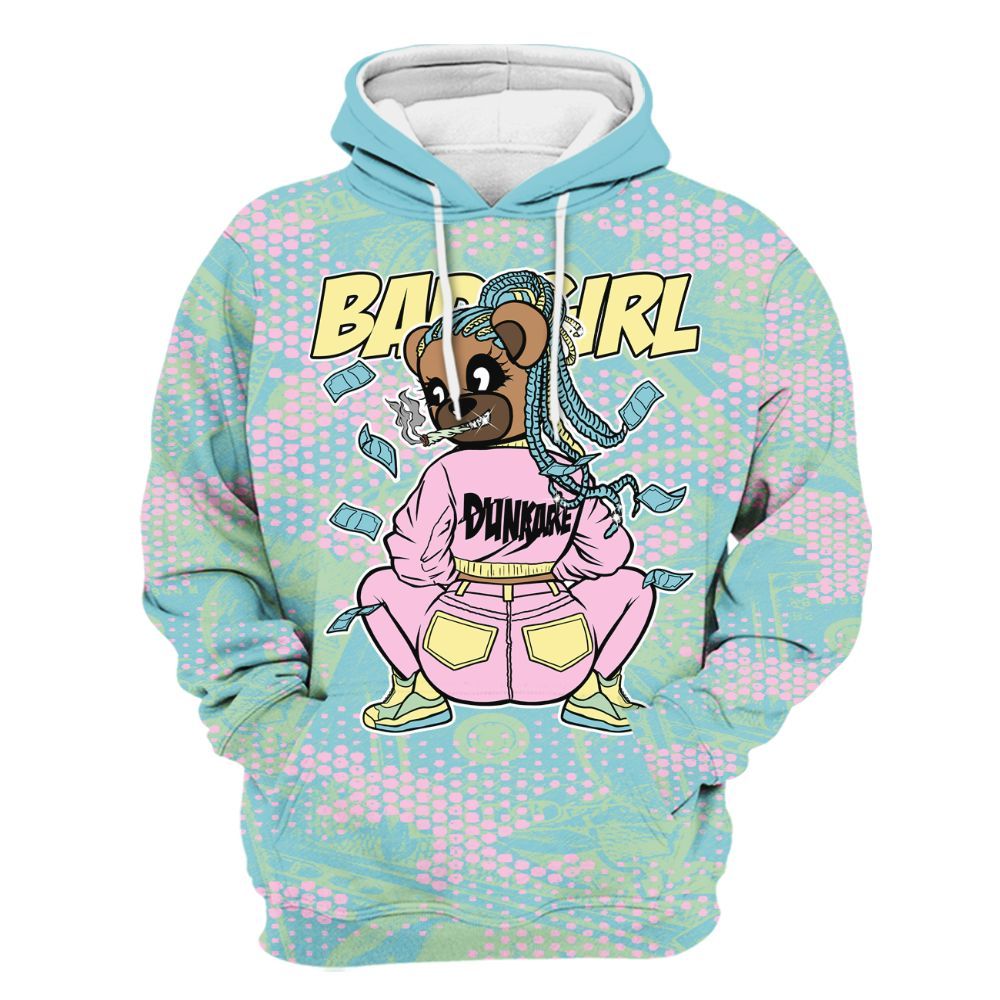 Hoodie To Match SB Dunk Low Visty - Rebellious Girl Bear Banknotes Art All Over Print