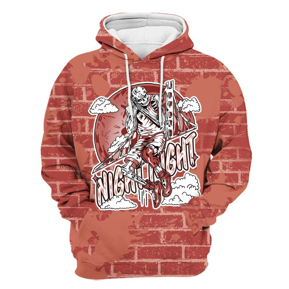 Hoodie To Match Dune Red 13s - Seeya Skeleton Brick All Over Print