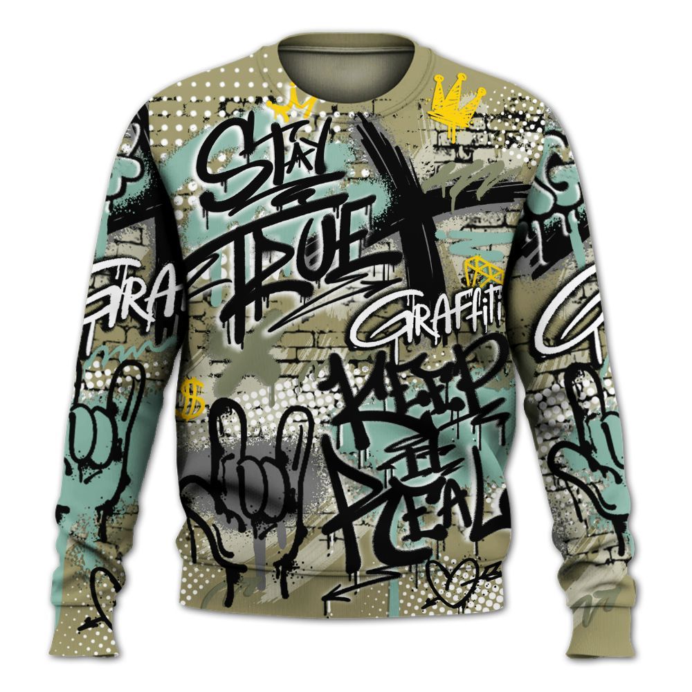 Sweatshirt To Match Dunk Low Suede Olive Aura - True It Real Graffiti Streetwear All Over Print