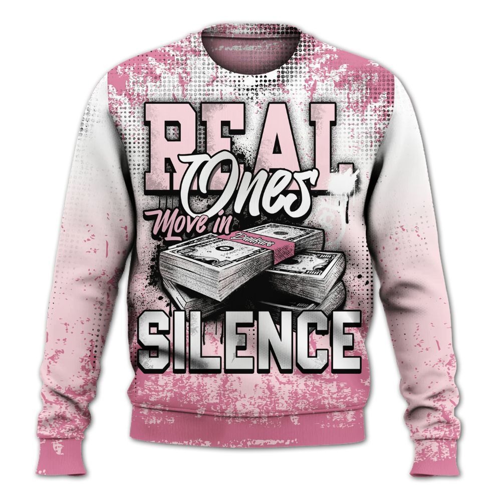 Sweatshirt To Match GS Pearl Pink 12s Shirt, Move In Silence Money Street Retro All Over Print
