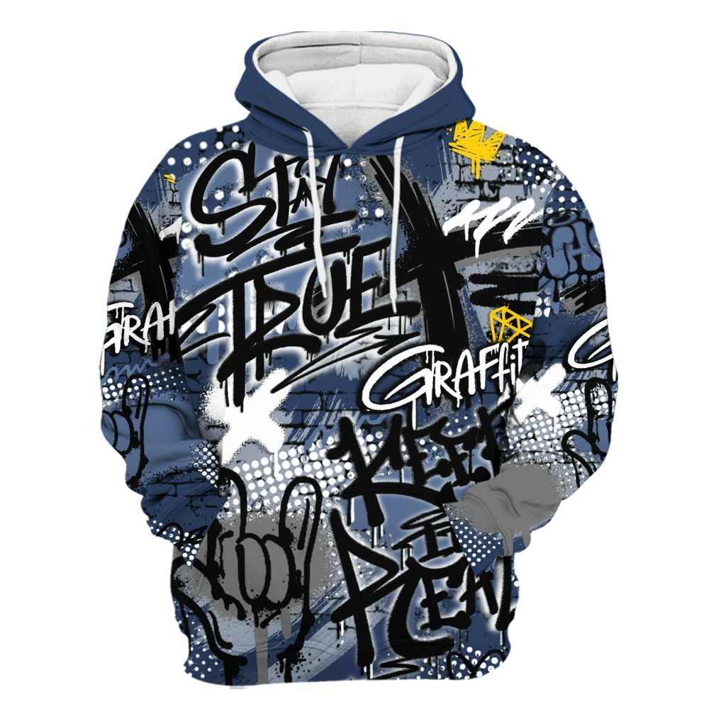 Hoodie To Match Low 85 Metallic Blue 1s - True It Real Graffiti Streetwear All Over Print