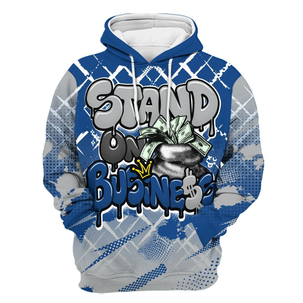 Hoodie To Match Air Ship Royal Blue - Halftone Stand Business Dripping All Over Print