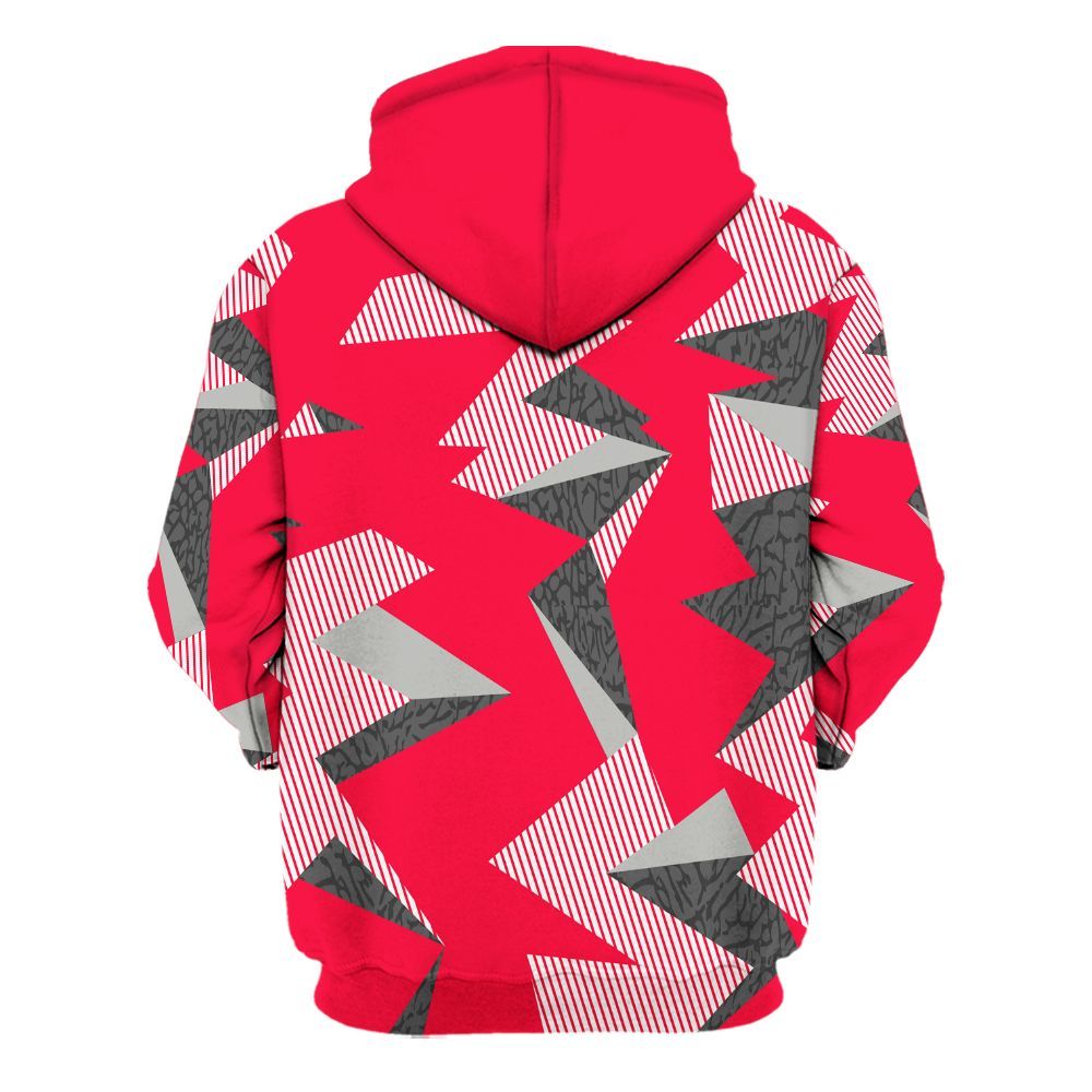 Hoodie To Match Retro Fire Red 3s - Geometric Camouflage Pattern All Over Print
