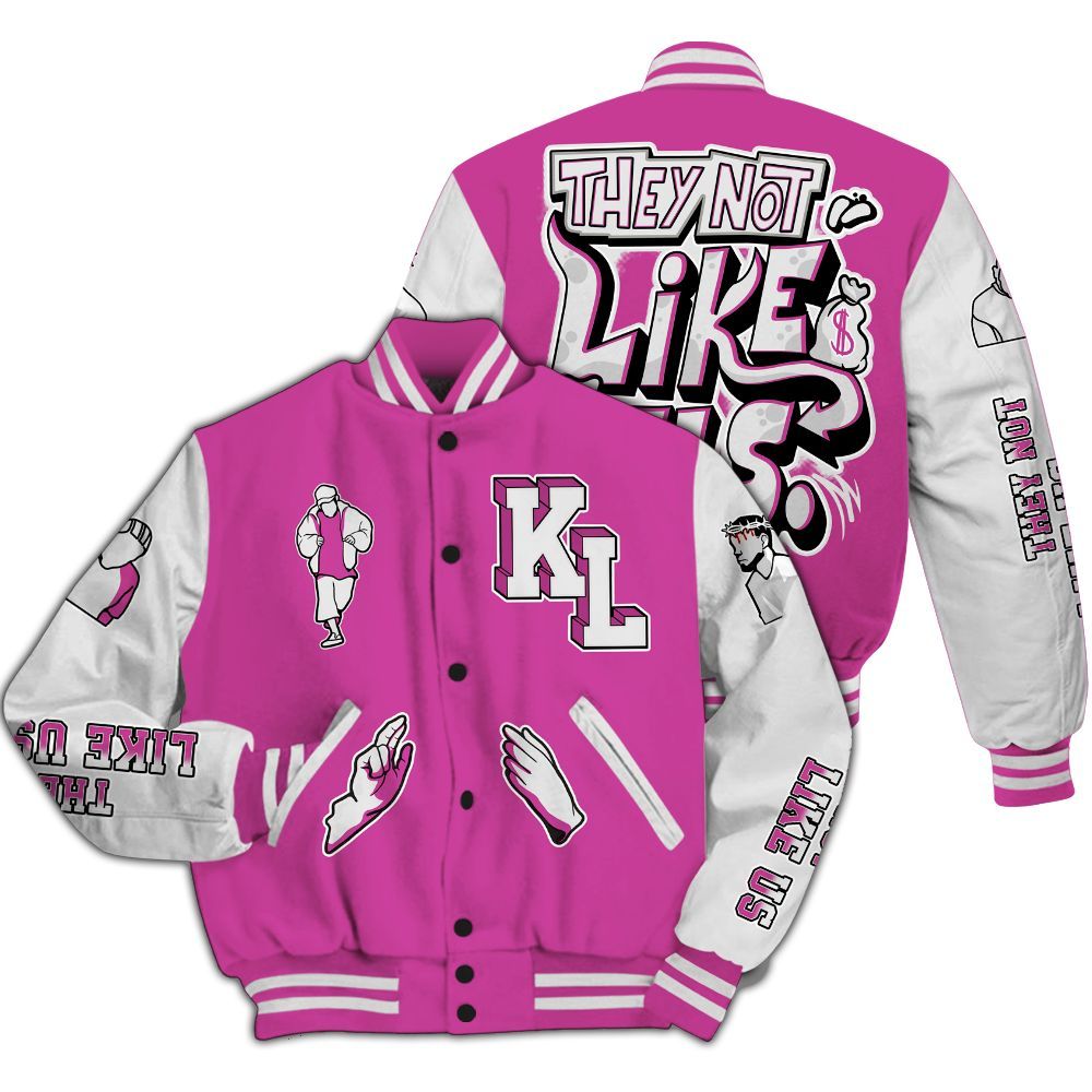 Varsity Jacket To Match Dunk Low Active Fuchsia - Dislike Us Graphic All Over Print