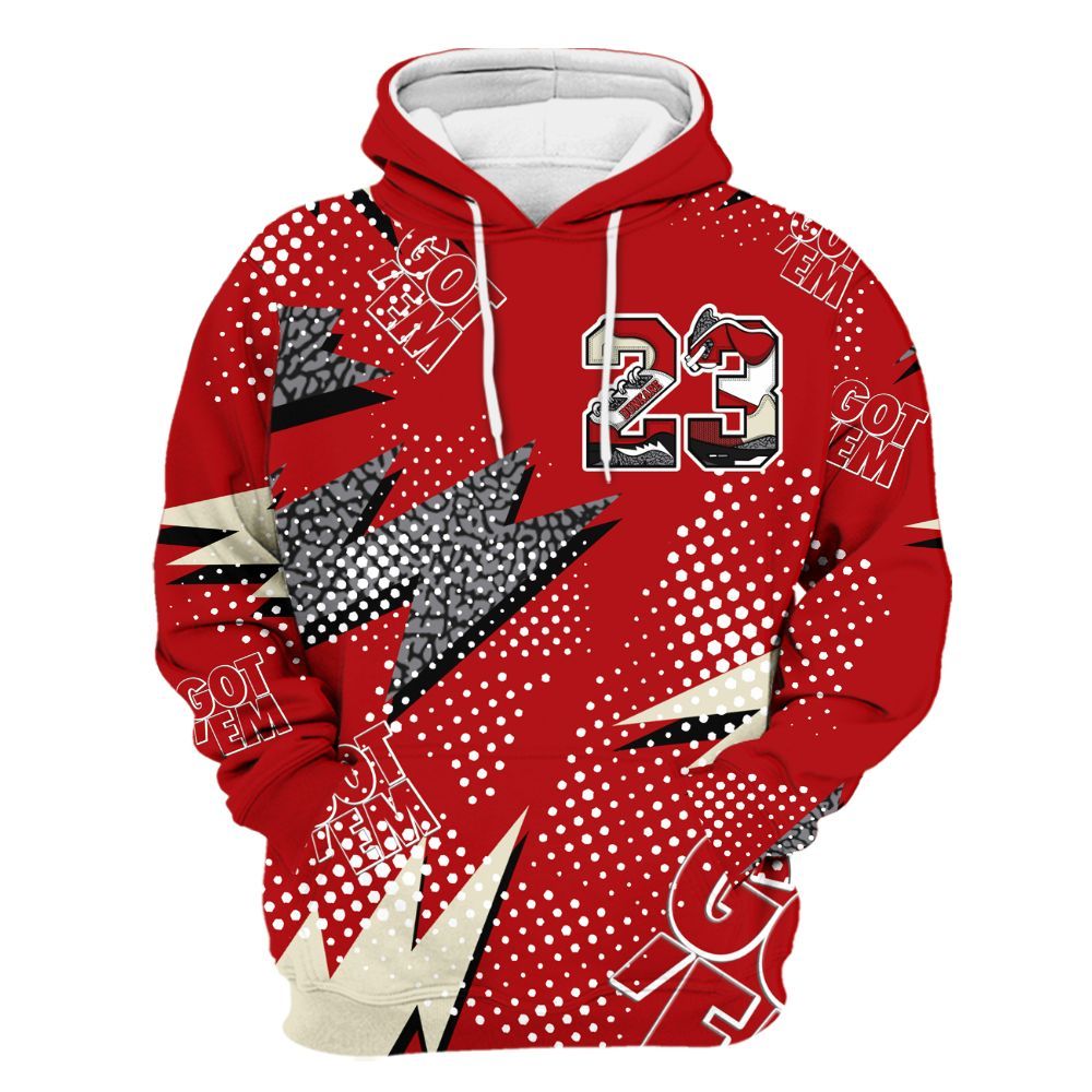 Hoodie To Match Cement Grey 3s - Custom Name Number 23 5s All Over Print