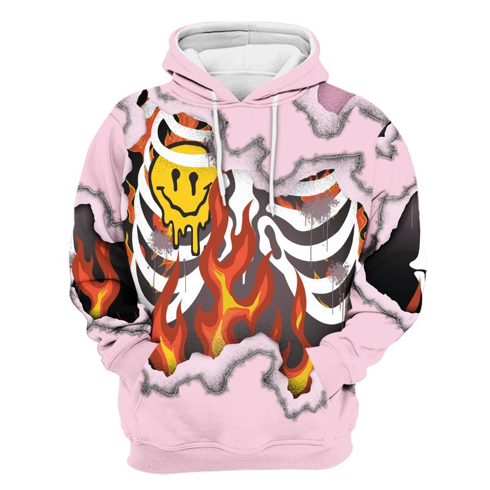 Hoodie To Match Orchid 4s - Skeleton On Fire Skrrt All Over Print