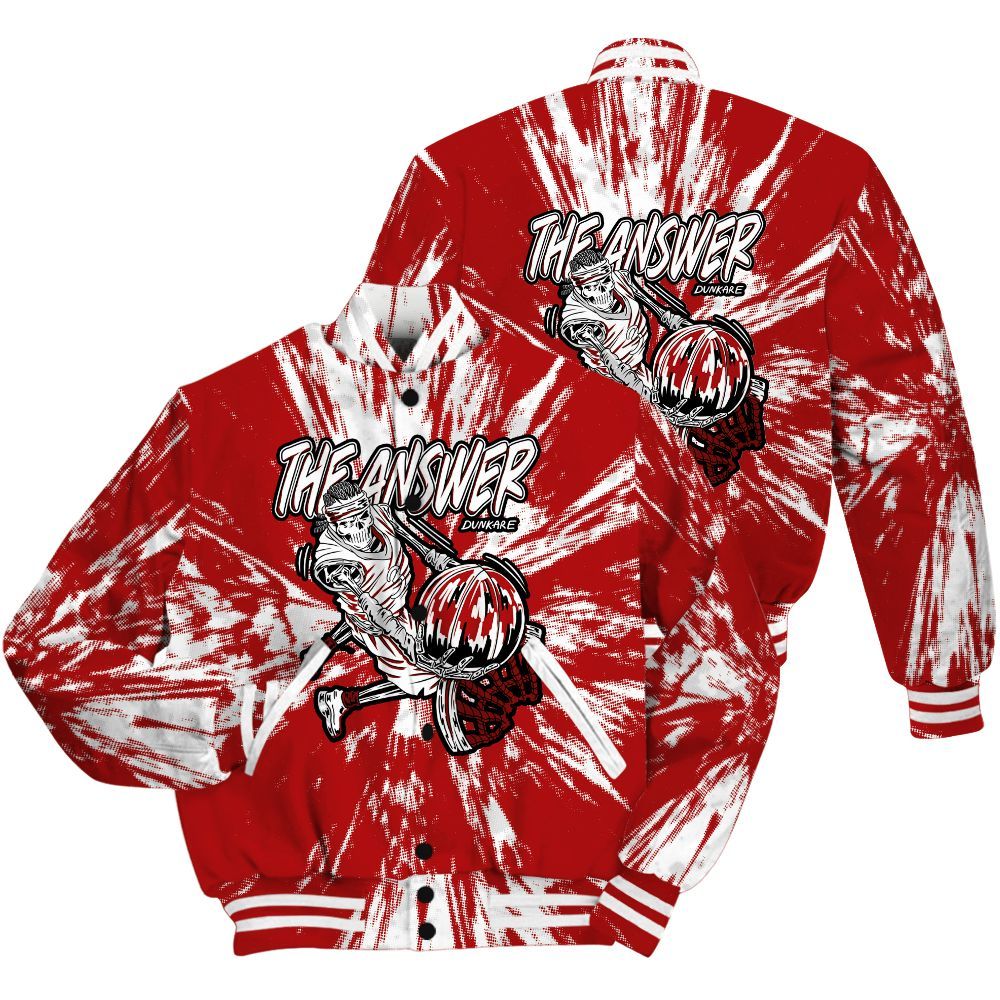 Varsity Jacket To Match Red Taxi 12s Shirt - The Answer Skeleton Luxury All Over Print
