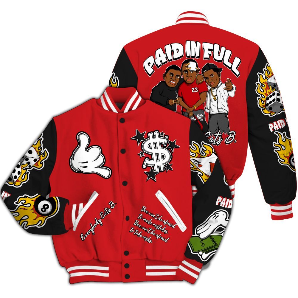 Varsity Jacket To Match Bloodline 12s - Everybody Paid In Full Graphic All Over Print