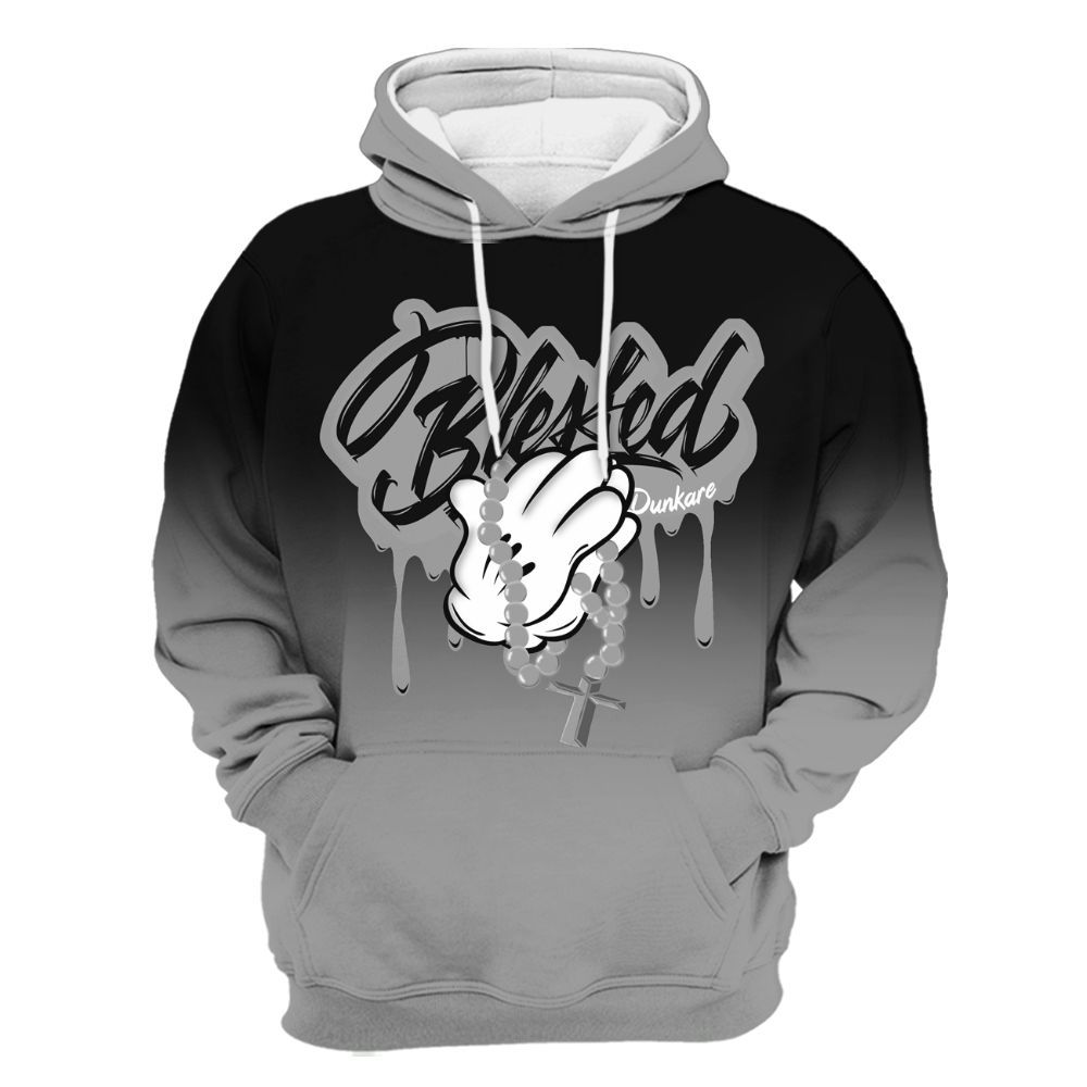 Hoodie To Match Black Wolf Grey 12s - God Blessed Drip All Over Print