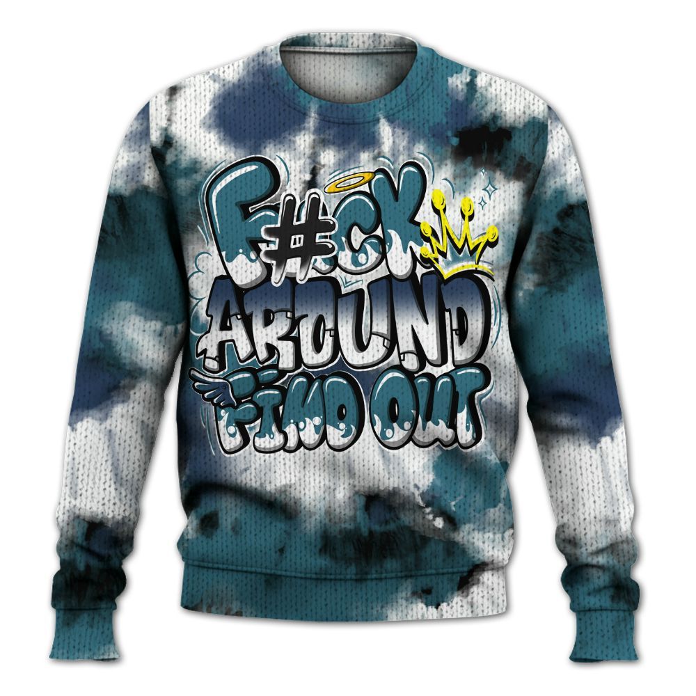 Knitted Sweater To Match Air Foamposite Kazuya Mishima - Tie Dye FK Around Find Out