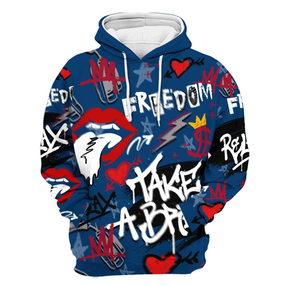 Hoodie To Match Rare Air 4s - Take Break Freedom Graffiti Streetwear All Over Print