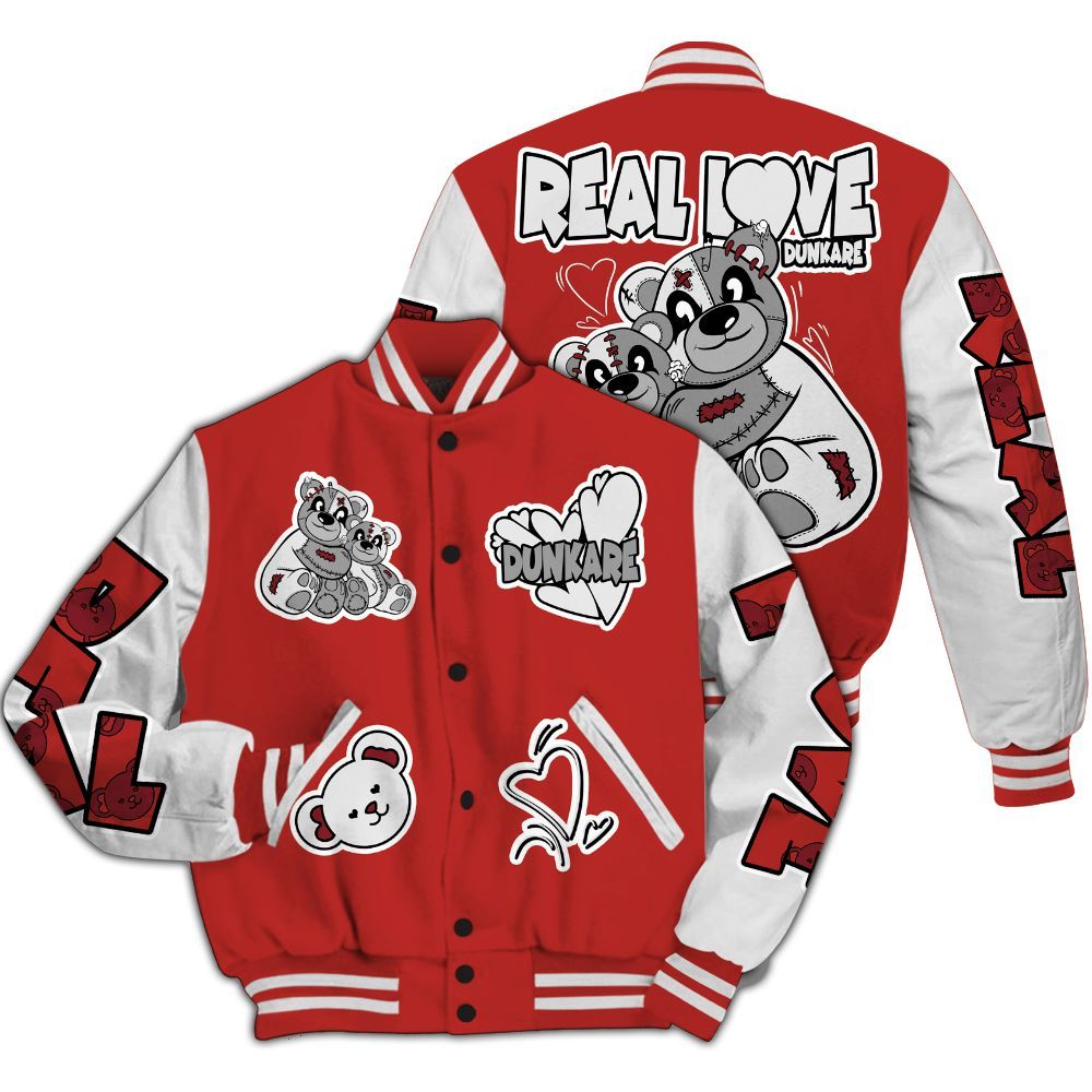 Varsity Jacket To Match Bred Reimagined 4s - Sincere Fondness Bear All Over Print