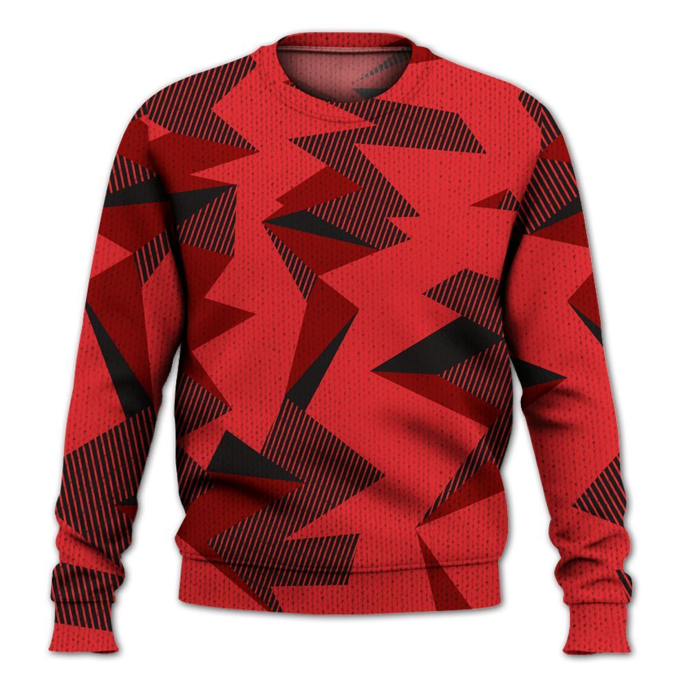 Knitted Sweater To Match Chile Red 9s - Geometric Camouflage Pattern