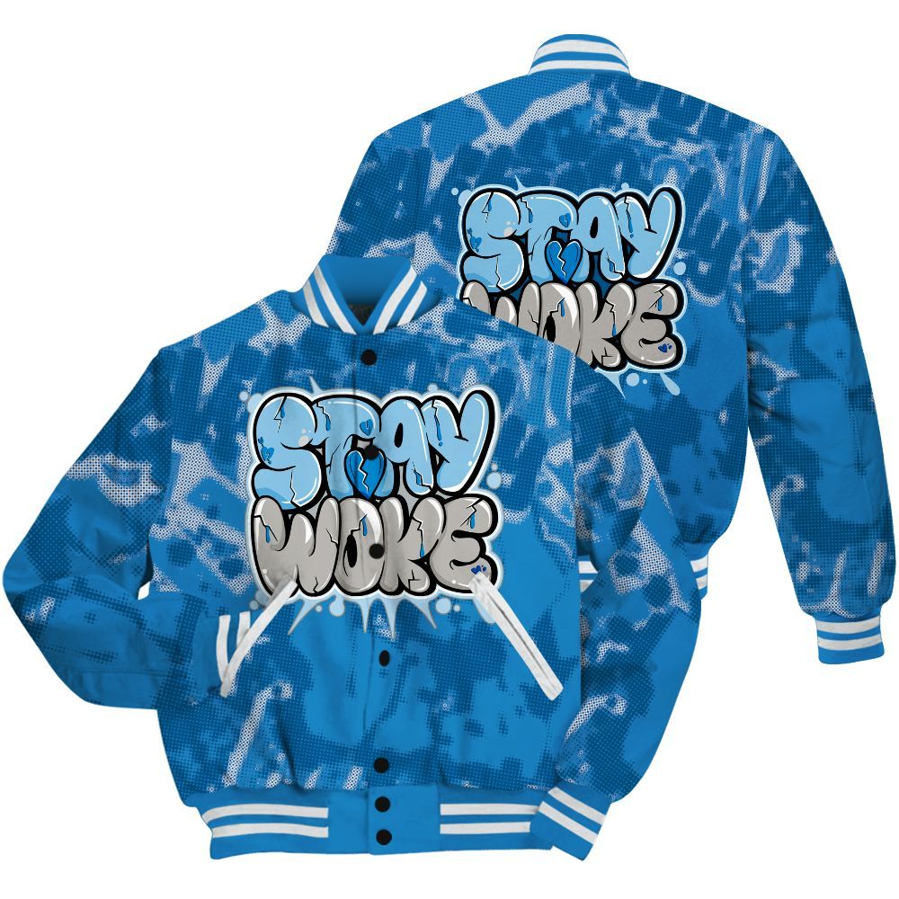 Varsity Jacket To Match Industrial Blue 4s Shirt - Stay And Woken Street All Over Print