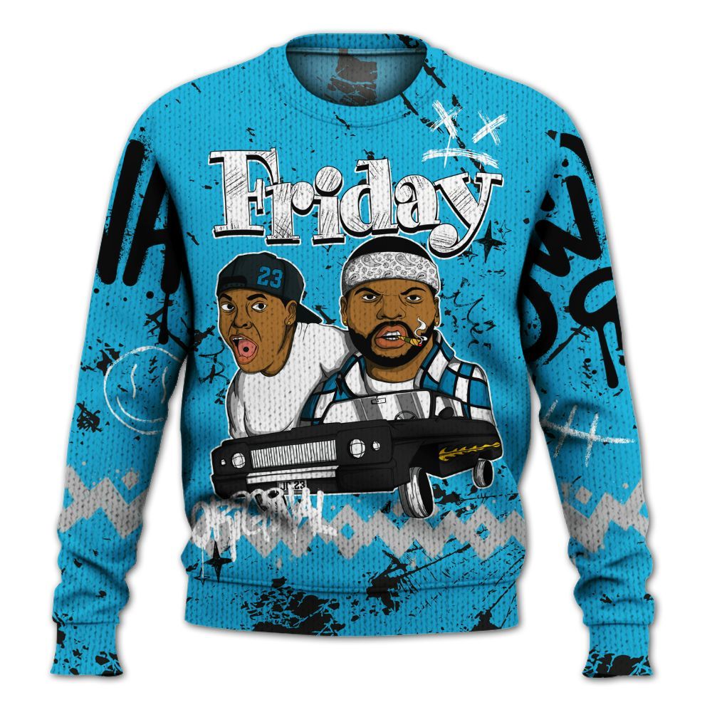 Sweater To Match Black University Blue 2026 14s - Friday Sneaker Crayon Graphic