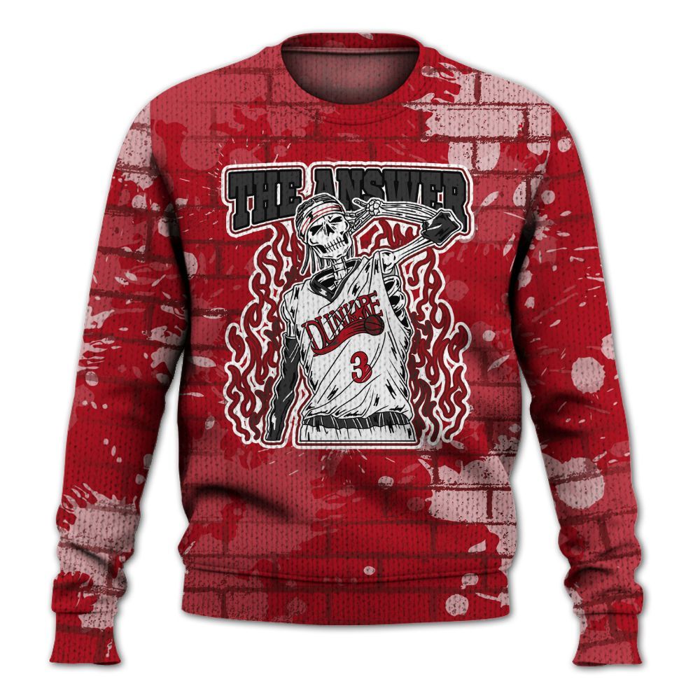 Knitted Sweater To Match Bred Velvet 11s - Allen Answer Skeleton Brick