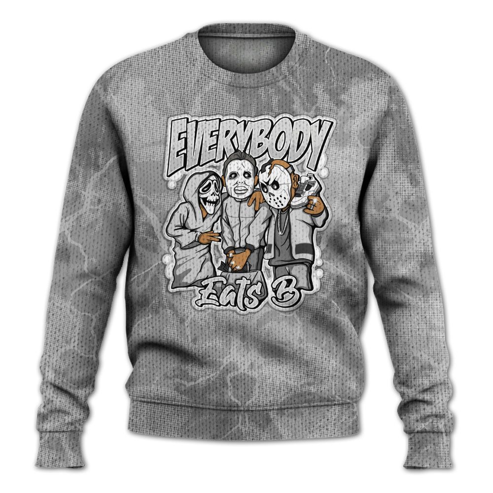Knitted Sweater To Match Black Wolf Grey 12s - Everybody Eatin B Graphic Halloween