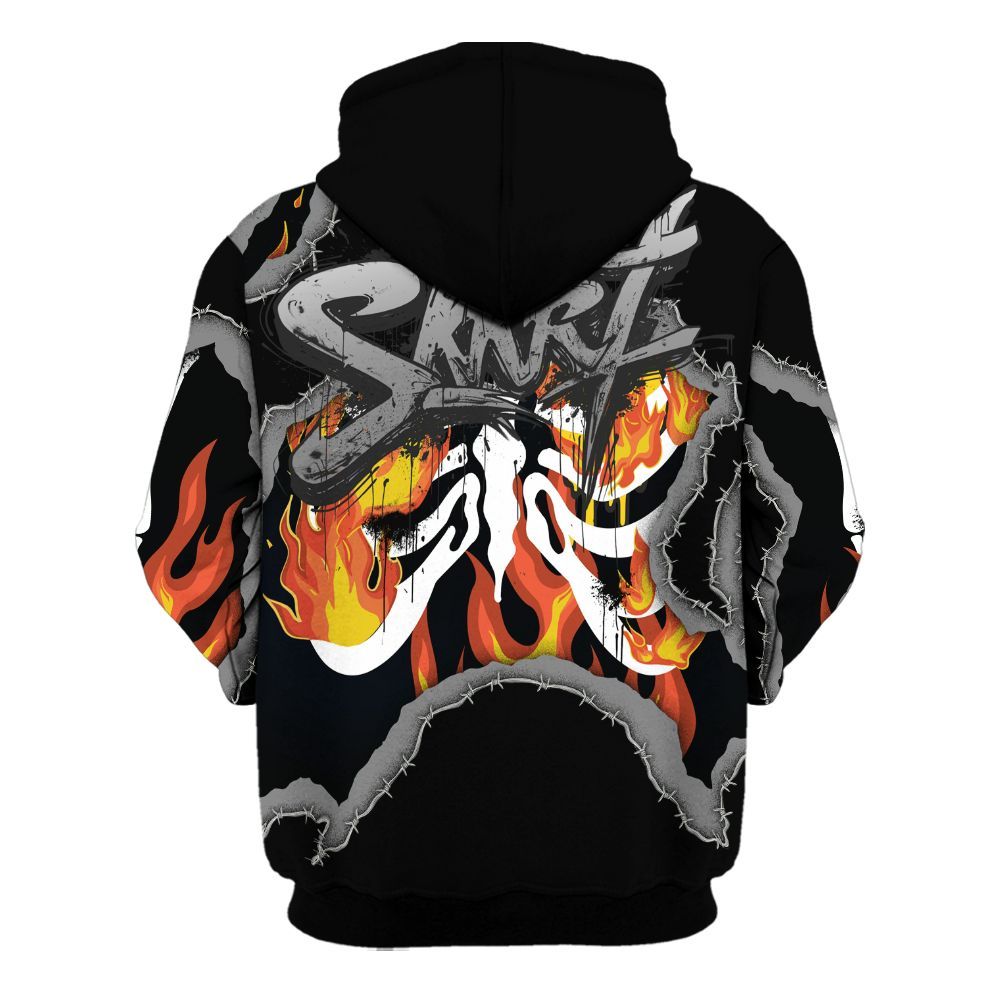 Hoodie To Match White Thunder 4s - Skeleton On Fire Skrrt All Over Print