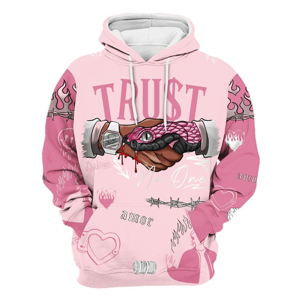 Hoodie To Match GS Pearl Pink 12s Shirt, Snake Trust No One All Over Print