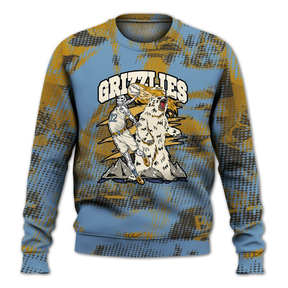 Sweatshirt To Match High OG First In Flight 1s - Grizzly Bear Skeleton Brown Sugar All Over Print