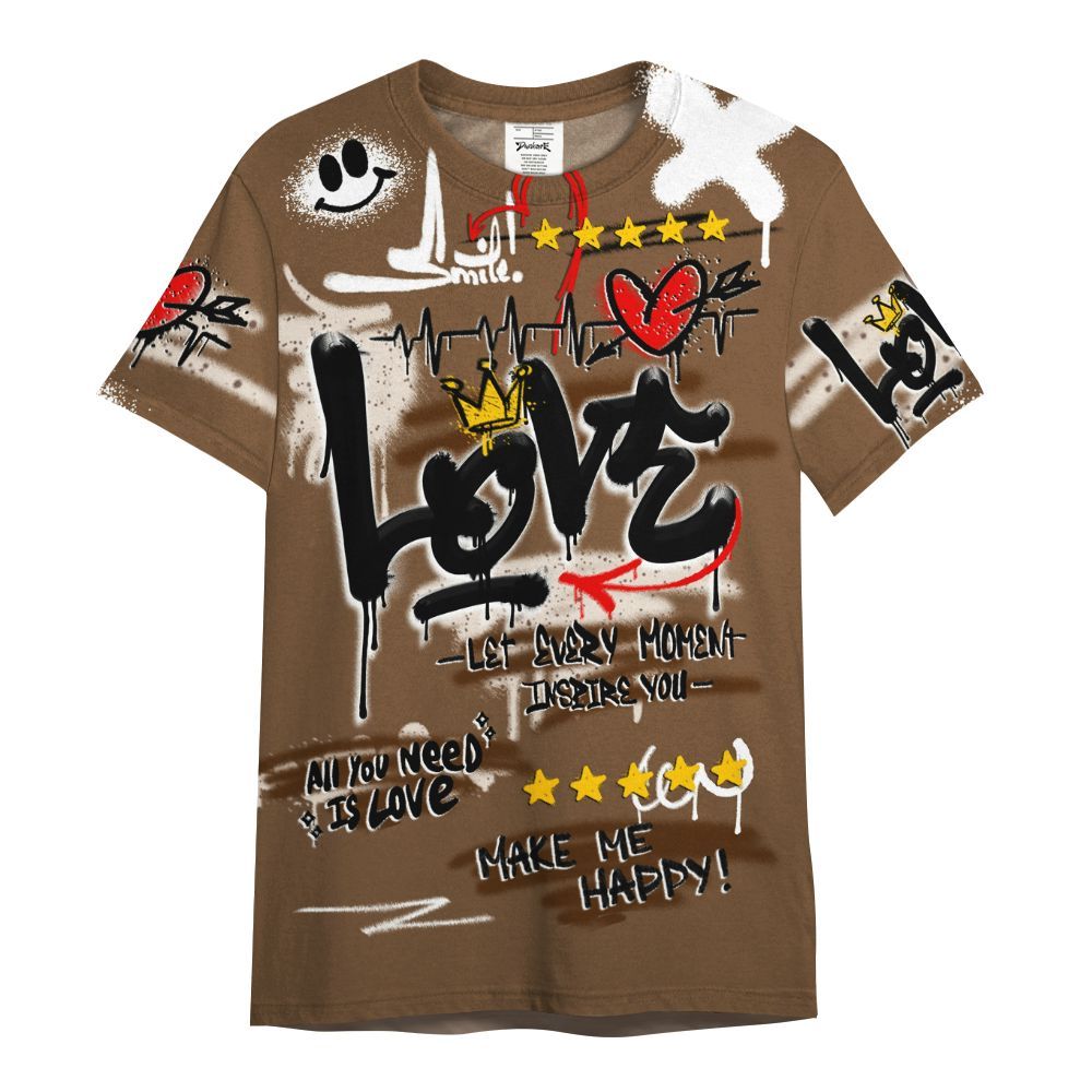 Shirt To Match Eggnog 12s - Happy Love Beats Graffiti Streetwear All Over Print